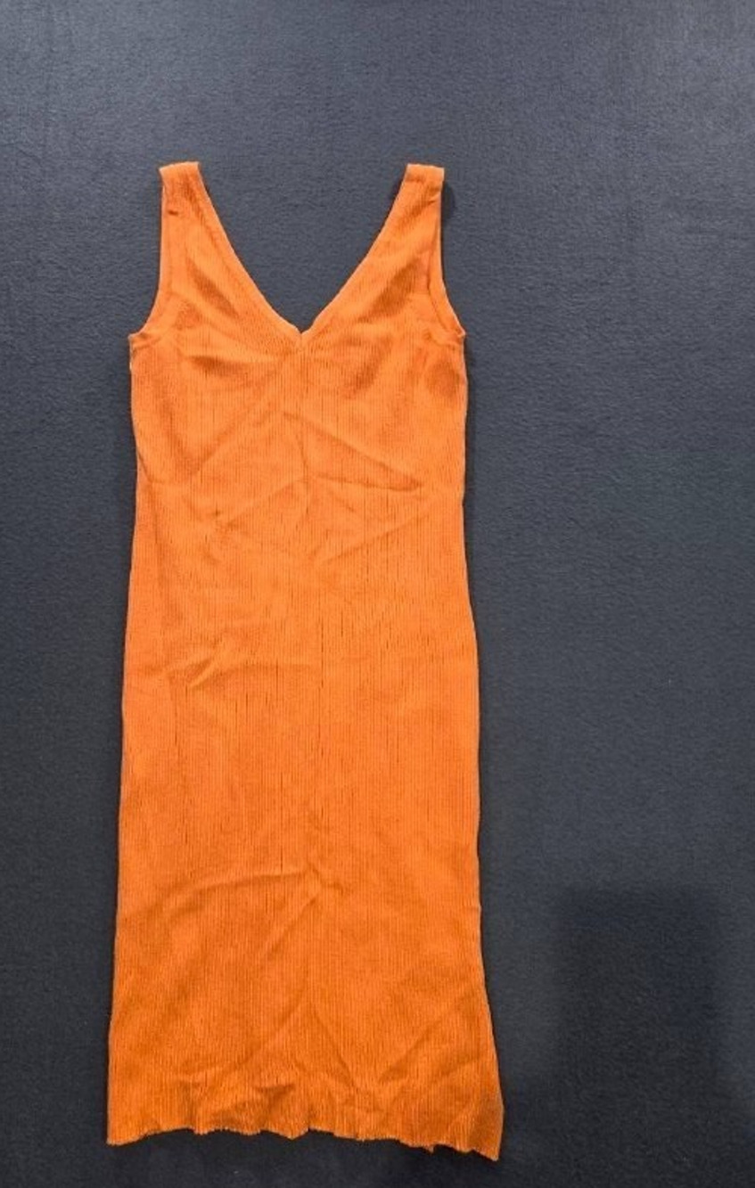 House of Harlow 1960" orange ribbed sleeveless babydoll Y2K knit dress S A008477